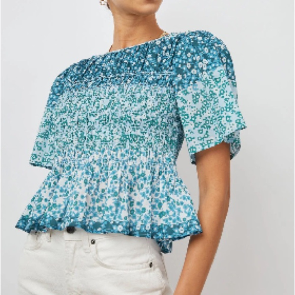 Rails Rosie Top - Teal and White Patterned